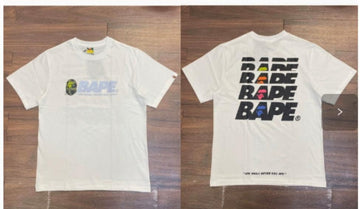 White BAPE Stacked "BAPE" Text T-Shirt (Front & Back)