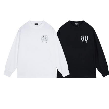 Balenciaga distressed graffiti print long-sleeved shirt with double B logo!