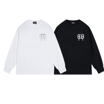 Balenciaga distressed graffiti print long-sleeved shirt with double B logo!