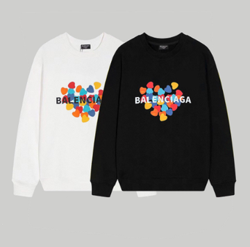 Balenciaga Colorful Heart Print Crew Neck Sweatshirt