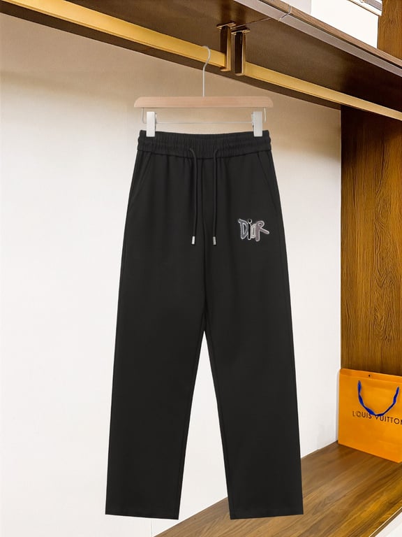 Dior Black Gradient Logo Straight-Leg Pants