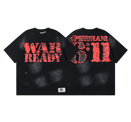 Hellstar Washed Retro Trendy Print Short-Sleeve T-Shirt