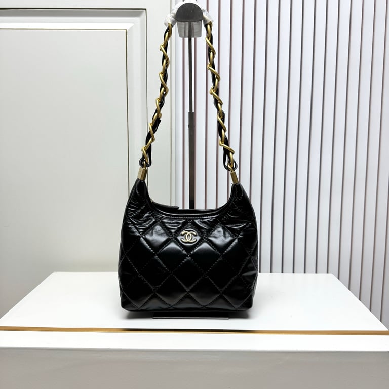 Chanel 24a waxed leather hobo underarm bag