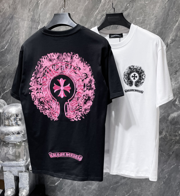 Chrome Hearts Pink Spray-Paint Horseshoe Tee