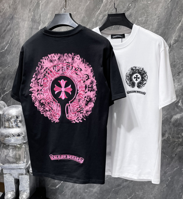 Chrome Hearts Pink Spray-Paint Horseshoe Tee