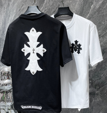 Chrome Hearts White Cross with Silver Studs Tee