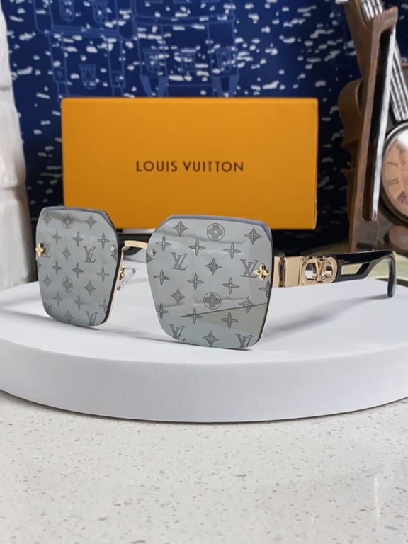 LV Monogram Lens Rimless Sunglasses (Silver)