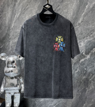Chrome Hearts Washed Black Floral Print Tee