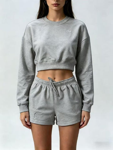 Women's ALO Short Crew Neck Suit (Gray)