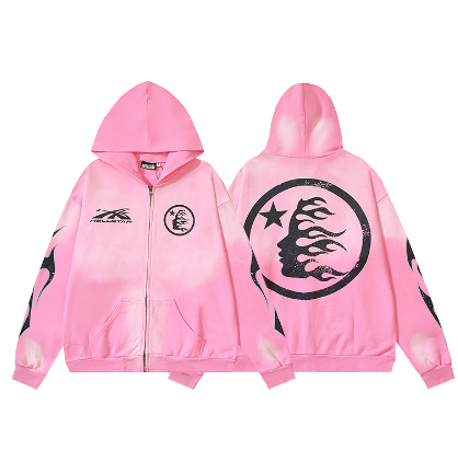 Hellstar Distressed Terry Cloth High Street Hooded Sweatshirt Jacket