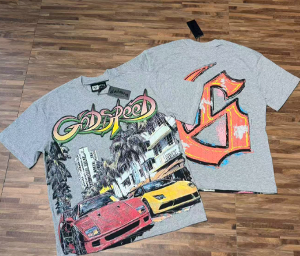 Godspeed American rock street style washed retro short-sleeved T-shirt