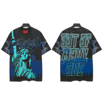 Godspeed American rock street style washed retro short-sleeved T-shirt