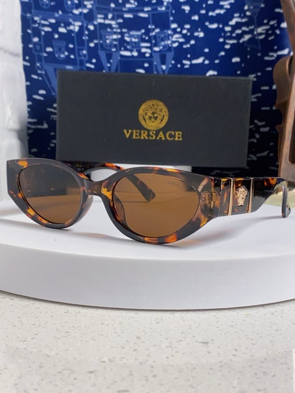 Versace Tortoiseshell Cat-Eye Sunglasses with Gold Medusa Temples