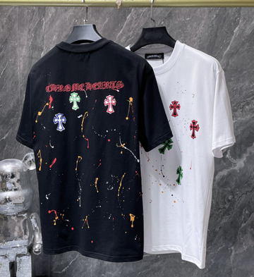 Chrome Hearts Multicolor Paint-Splatter Cross Tee