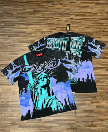 Godspeed American rock street style washed retro short-sleeved T-shirt