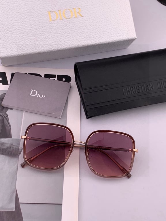 Dior Brown Square Sunglasses with Pink Gradient Lenses
