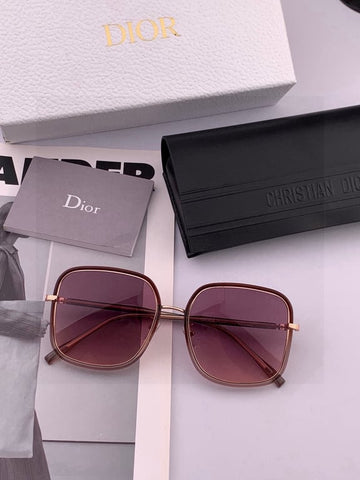 Dior Brown Square Sunglasses with Pink Gradient Lenses