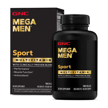 GNC Mega Men Sport Multivitamin for Men, 180 Timed-Release Caplets, 90-Day Supply